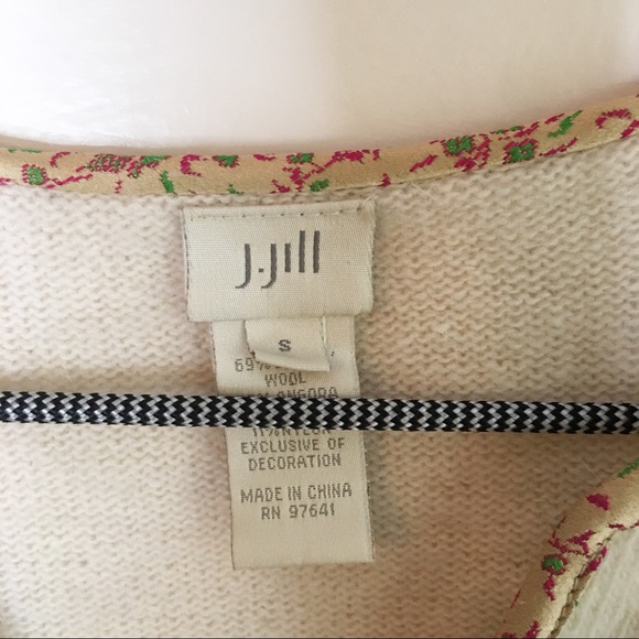 J.Jill Lambswool Patchwork Bell Sleeve Sweater Cream Size Small - Picture 4 of 8